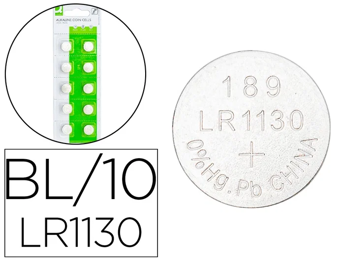 Q-connect Pila tipo botón alcalina LR54 1.5V, 10 unidades Q-connect Pila tipo botón alcalina LR54 1.5V, 10 unidades