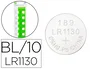 Q-connect Pila tipo botón alcalina LR54 1.5V, 10 unidades