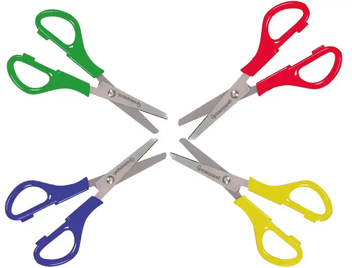 Liderpapel Tijeras Escolares y de Oficina, Acero Inoxidable con Puntas Redondeadas Antipinchazos, Mango de Plástico para Cortar Papel, Cartón, Tela, Fotos y Más, 15 cm, Unidad