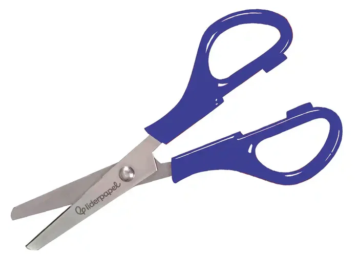 Liderpapel Tijeras Escolares y de Oficina, Acero Inoxidable con Puntas Redondeadas Antipinchazos, Mango de Plástico para Cortar Papel, Cartón, Tela, Fotos y Más, 15 cm, Unidad