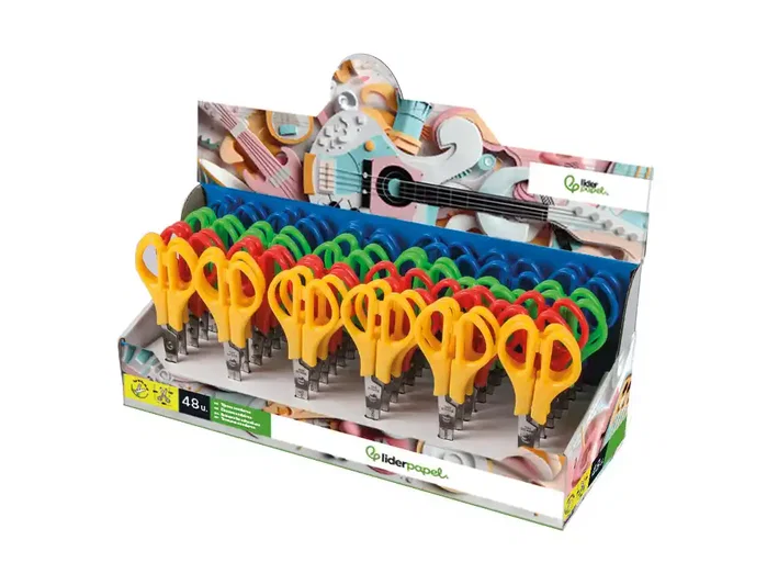 Liderpapel Tijeras Escolares y de Oficina, Acero Inoxidable con Puntas Redondeadas Antipinchazos, Mango de Plástico para Cortar Papel, Cartón, Tela, Fotos y Más, 15 cm, Unidad