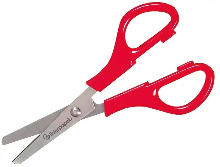Liderpapel Tijeras Escolares y de Oficina, Acero Inoxidable con Puntas Redondeadas Antipinchazos, Mango de Plástico para Cortar Papel, Cartón, Tela, Fotos y Más, 15 cm, Unidad