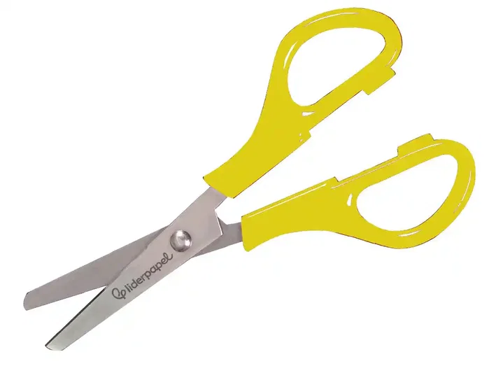 Liderpapel Tijeras Escolares y de Oficina, Acero Inoxidable con Puntas Redondeadas Antipinchazos, Mango de Plástico para Cortar Papel, Cartón, Tela, Fotos y Más, 15 cm, Unidad