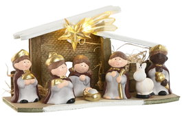 DKD Home Decor Nacimiento LED Terracota 7 Figuras