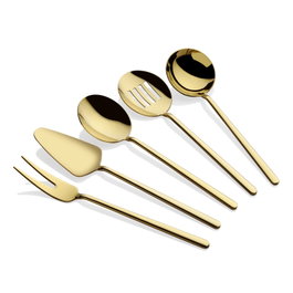 Hermia Allegra - Gold Juego de Servicio Acero Inoxidable 5 Piezas Baño Titanio PVD Dorado