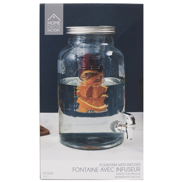 Home Deco Factory Dispensador de Bebida 5,5L con Infusor Colección Cocktail Lounge Vidrio Soplado