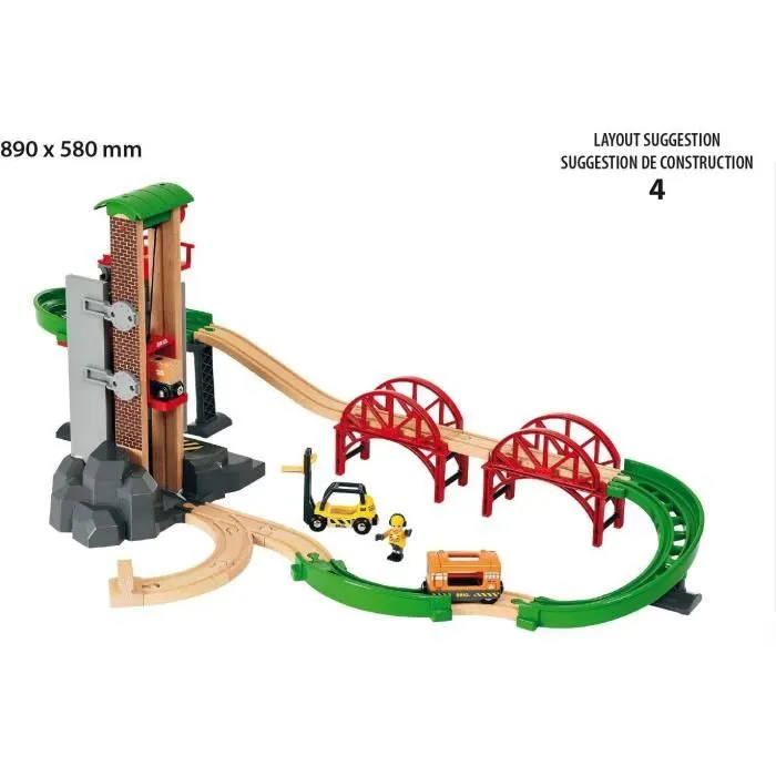 Brio World 33887 Plataforma Multimodal Grand Circuit - Circuito de Trenes de Madera - Caja 32 Piezas - A Partir de 3 Años