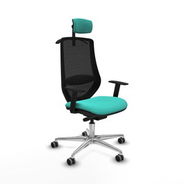 PIQUERAS Y CRESPO Silla de oficina Mardos con mecanismo Sincro/Traslack, Turquesa y Negro