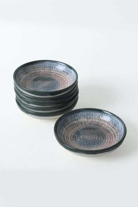 Hermia X00017289 Juego de Salseras de Gres Cerámico 13 cm Blanco, Visón, Azul Oscuro