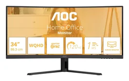 AOC Basic-Line CU34B3E B3 Series Monitor Curvo 34" 3440x1440 WQHD 120Hz VA 300cd/m² HDR10 1ms HDMI DisplayPort