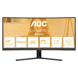 AOC Basic-Line CU34B3E B3 Series Monitor Curvo 34" 3440x1440 WQHD 120Hz VA 300cd/m² HDR10 1ms HDMI DisplayPort