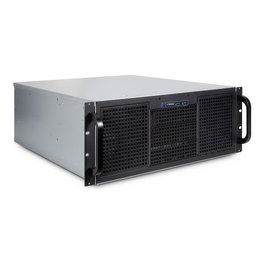 Inter-Tech 4U-40248 Gabinete de Servidor Estante 4U Negro y Gris, soporta ATX/micro ATX/Mini-ITX, 11 bahías 3.5", 4 bahías 2.5", con ventiladores