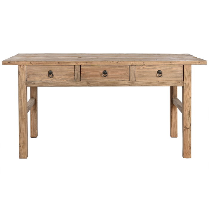 DKD Home Decor Antik China Escritorio de Madera de Olmo con 3 Cajones, 169 x 75 x 85 cm, Acabado Natural