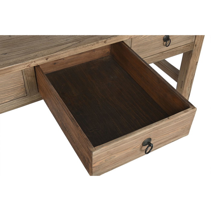 DKD Home Decor Antik China Escritorio de Madera de Olmo con 3 Cajones, 169 x 75 x 85 cm, Acabado Natural