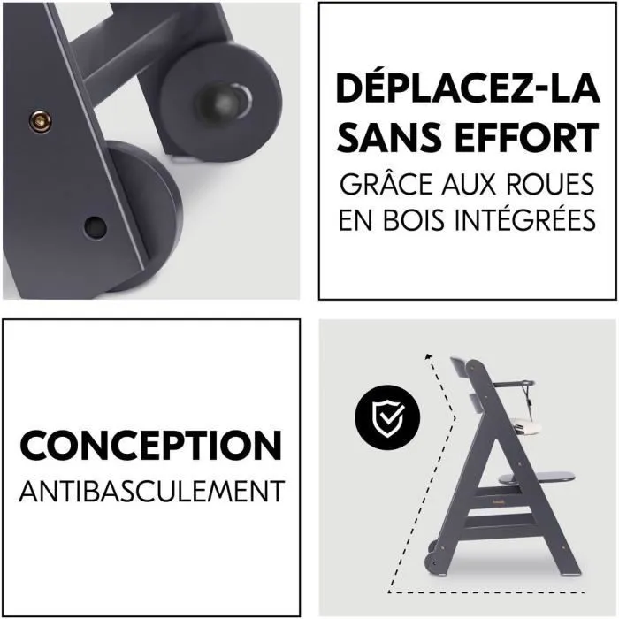 Hauck Trona Beta+ Evolutiva 6 meses a 90 kg Madera FSC Arnés 5 Puntos Ruedas Gris HAU1731627400690