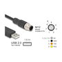 DeLOCK Cable de conexión serie M12 con chipset FTDI, USB 2.0 Tipo-A a M12 RS-232 Codificación A 8 pines, 1,8 m, negro