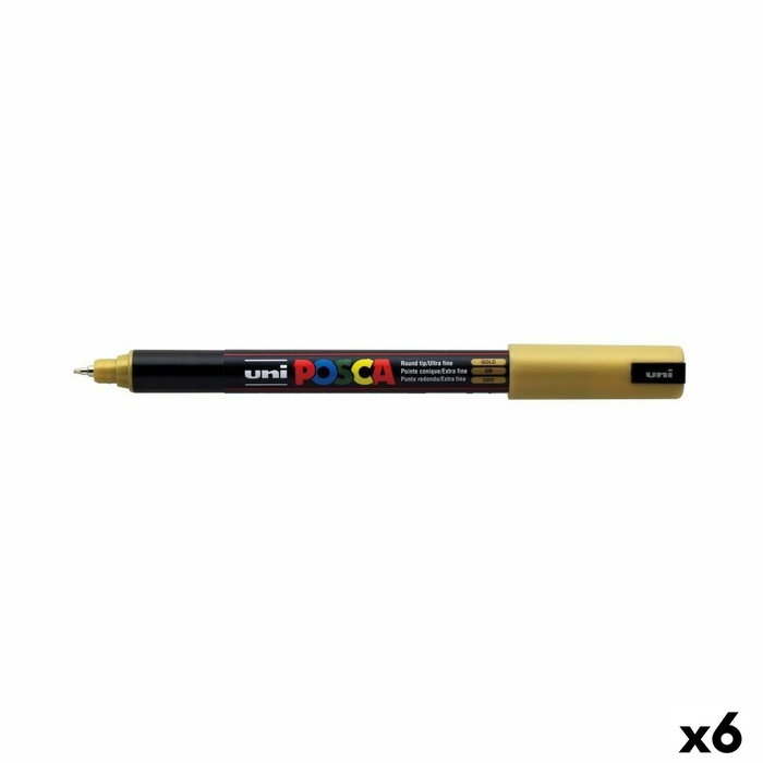 POSCA Set de 6 Marcadores PC-1MR Oro Punta Extra Fina 0,7 mm
