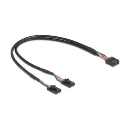 DeLOCK Cable USB 2.0 de 10 pines a 2 x 4 pines, 30 cm