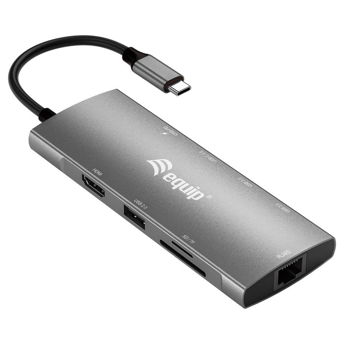Equip Adaptador Multifuncional USB-C 9 en 1 HDMI 4K/60Hz Plata