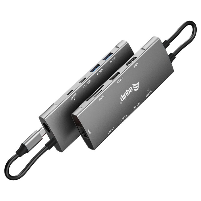 Equip Adaptador Multifuncional USB-C 9 en 1 HDMI 4K/60Hz Plata