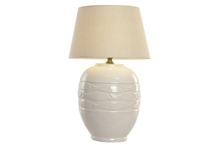 DKD Home Decor Lámpara de Sobremesa Mediterránea con Motivos de Peces, Blanco y Beige, 40 x 67 x 40 cm (2 Unidades)