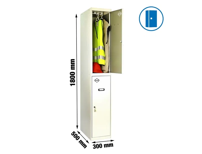 Simonrack Taquilla Metálica 2 Puertas Cerradura Etiquetero Respiradero Gris/Gris 1800x500x300 mm