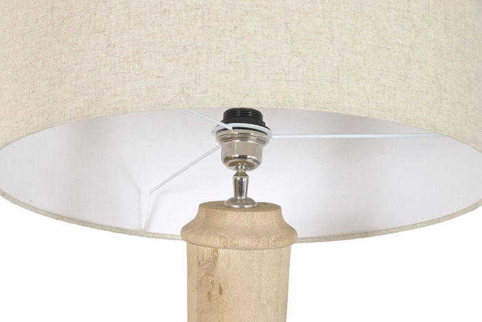 DKD Home Decor Lámpara de Pie Beige Natural con Pantalla de Lino 171 cm de Alto, Soporte de Mango, Bombilla E27, 51x51x171 cm