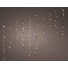 Lumineo Cortina de Leds 256 Luces 375x60cm Blanco Cálido Parpadeante para Exterior IP44