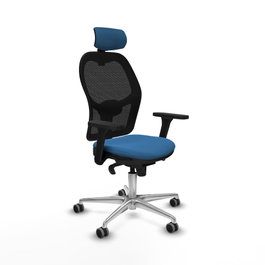 PIQUERAS Y CRESPO Silla de oficina Jorquera con mecanismo Sincro, Azul claro y Negro