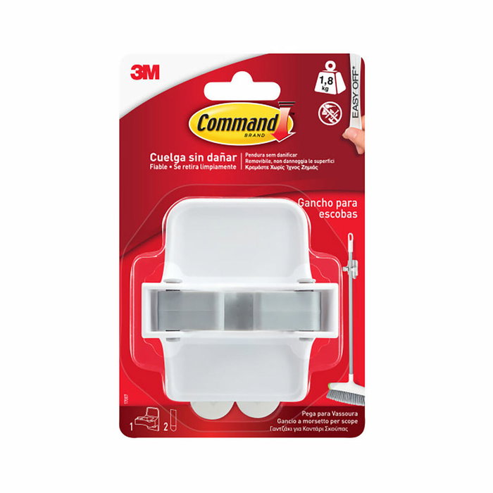 3M Command Gancho para Escobas, 1 ud + 2 tiras, máx 1,8 kg 3M Command Gancho para Escobas, 1 ud + 2 tiras, máx 1,8 kg