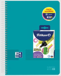 OXFORD Pack de 10 cuadernos espiral A4+ 160h 90g cuad.5x5 Live&Go con 4 marcadores de regalo
