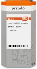 Prindo Cinta mecanográfica Negro sobre blanco 6 mm x 8 m laminado PRSBBTZE211 Basic