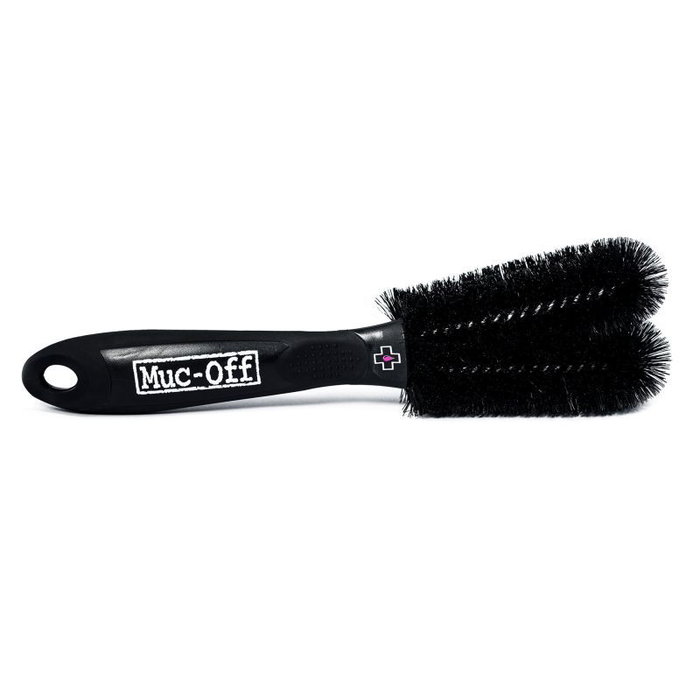Muc-Off Cepillo de dos puntas para limpieza de bicicletas, mango de doble densidad resistente al impacto