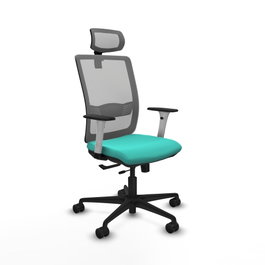 PIQUERAS Y CRESPO Silla de oficina Haches con mecanismo Sincro/Traslack, Turquesa y Gris