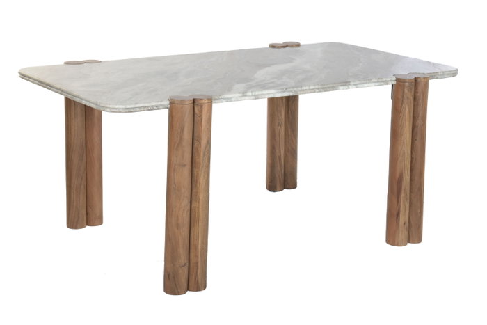 DKD Home Decor Mesa de Comedor Toronto Marble Marrón y Gris
