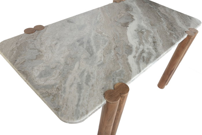 DKD Home Decor Mesa de Comedor Toronto Marble Marrón y Gris