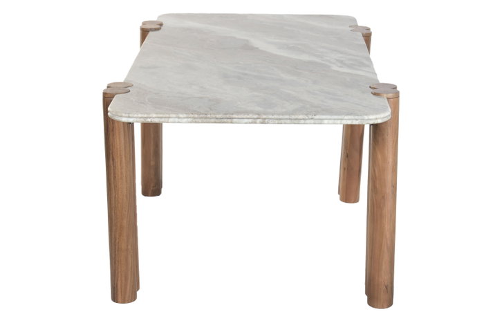 DKD Home Decor Mesa de Comedor Toronto Marble Marrón y Gris