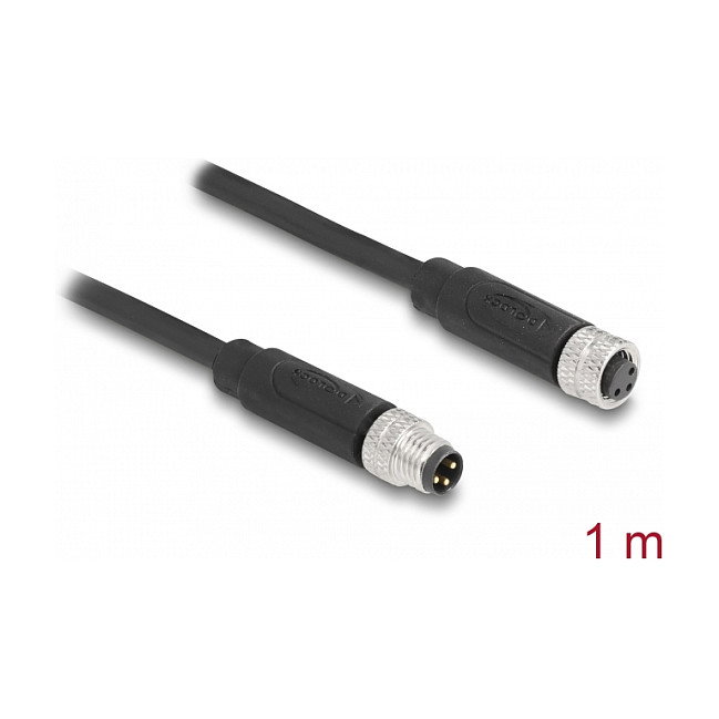 DeLOCK Cable M8 de 3 pines con codificación A macho a hembra de 1 m