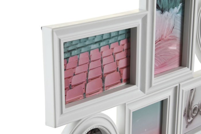 DKD Home Decor Marco Multifoto Blanco para 8 Fotos, 59x3x37 cm