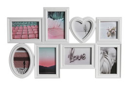DKD Home Decor Marco Multifoto Blanco para 8 Fotos, 59x3x37 cm