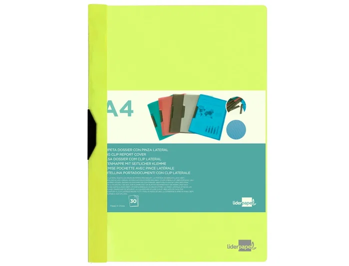 Liderpapel Carpeta Dossier Pinza Lateral Polipropileno DIN A4 Amarillo Fluor Opaco Liderpapel Carpeta Dossier Pinza Lateral Polipropileno DIN A4 Amarillo Fluor Opaco