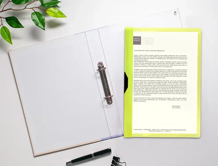 Liderpapel Carpeta Dossier Pinza Lateral Polipropileno DIN A4 Amarillo Fluor Opaco