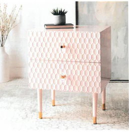 DKD Home Decor Mesita de Noche Moderna Rosa Palo 42 x 65 x 52 cm con 2 Cajones