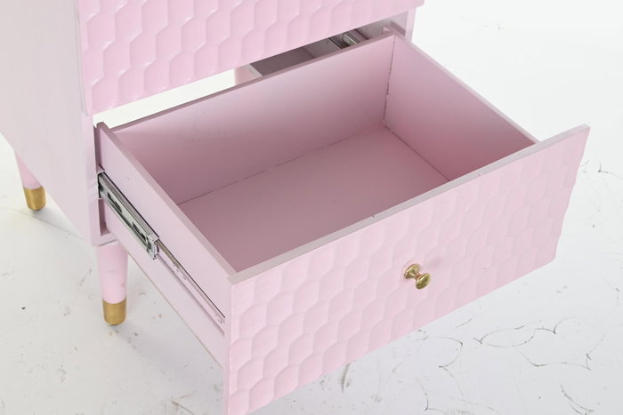 DKD Home Decor Mesita de Noche Moderna Rosa Palo 42 x 65 x 52 cm con 2 Cajones