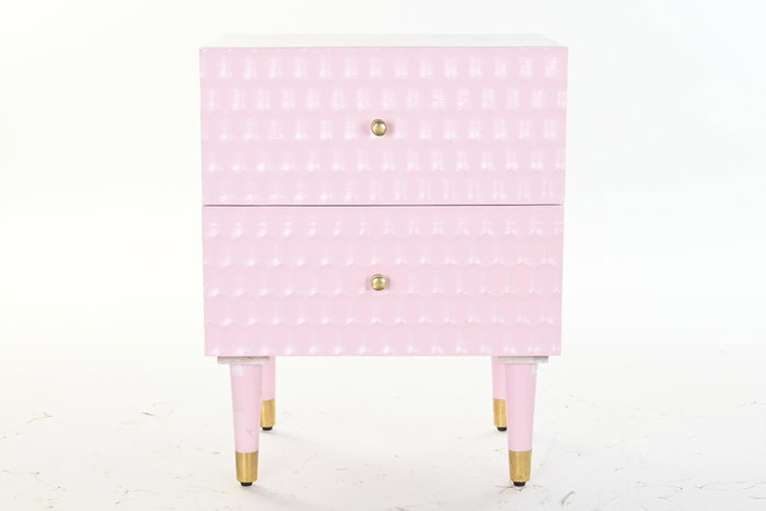 DKD Home Decor Mesita de Noche Moderna Rosa Palo 42 x 65 x 52 cm con 2 Cajones