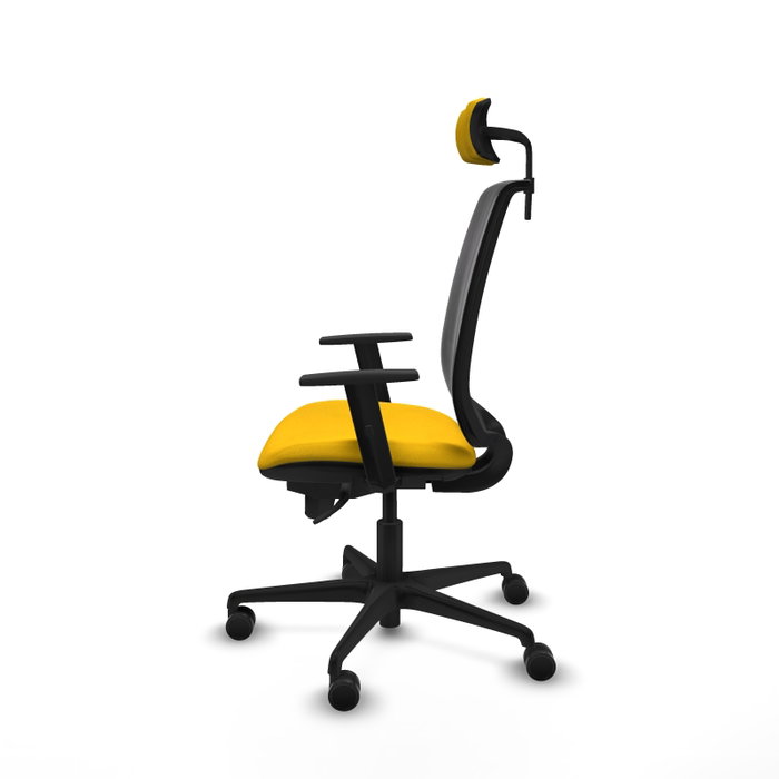 PIQUERAS Y CRESPO Silla de oficina Alares con mecanismo Sincro, asiento Amarillo y malla Negro