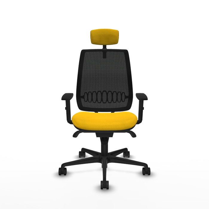 PIQUERAS Y CRESPO Silla de oficina Alares con mecanismo Sincro, asiento Amarillo y malla Negro
