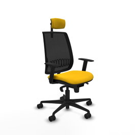 PIQUERAS Y CRESPO Silla de oficina Alares con mecanismo Sincro, asiento Amarillo y malla Negro
