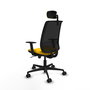 PIQUERAS Y CRESPO Silla de oficina Alares con mecanismo Sincro, asiento Amarillo y malla Negro
