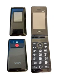 Qubo X28 4G Teléfono Móvil con Tapa, Dual SIM, Pantalla 7,11 cm (2.8") y Externa 4,32 cm (1.7"), Cámara 0.3 MP, Bluetooth, Radio FM, Batería 1000 mAh, Negro